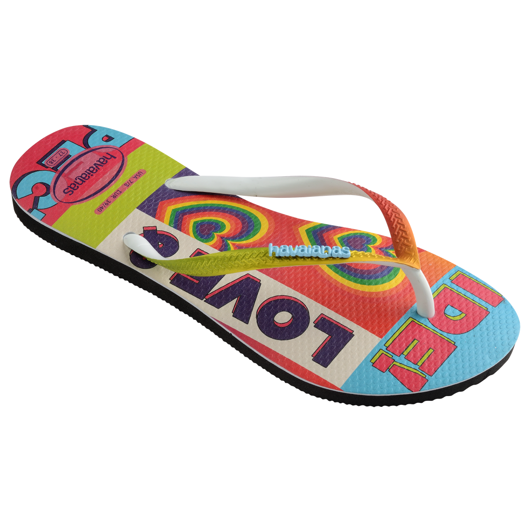 black rainbow flip flops womens