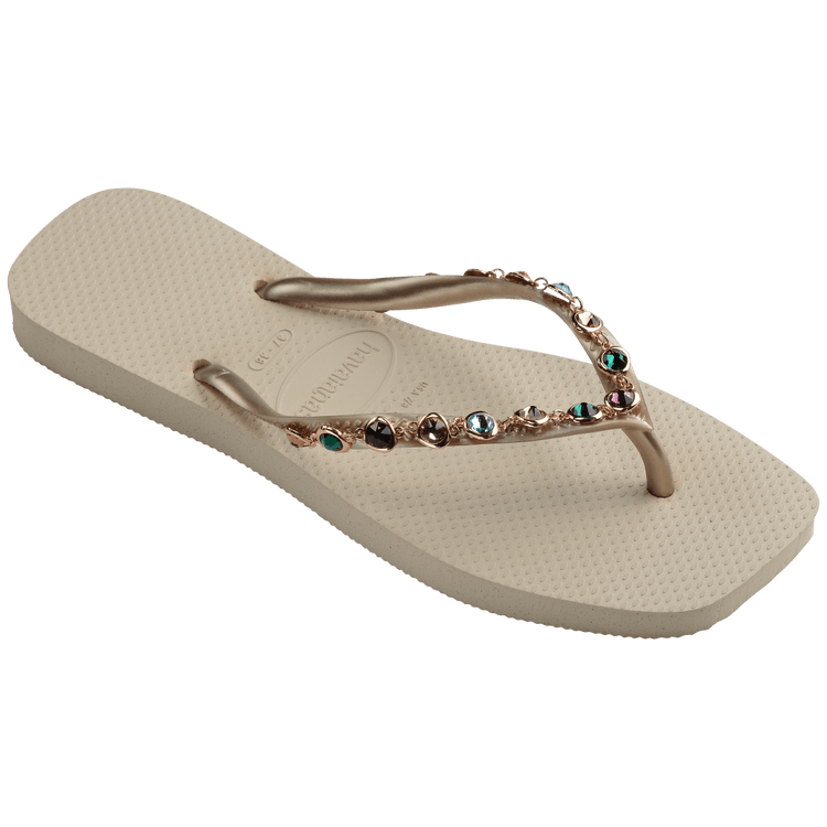 Beige Slim Square Luxury Flip Flops | HAVAIANAS